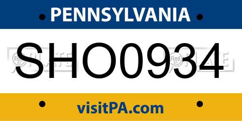 SHO0934 Pennsylvania License Plate