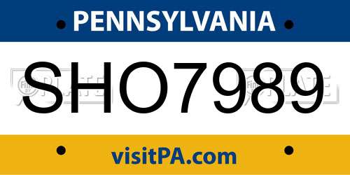 SHO7989 Pennsylvania License Plate