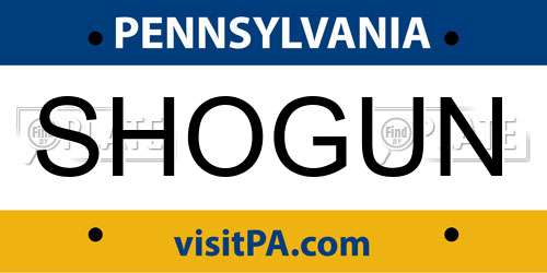 SHOGUN Pennsylvania License Plate