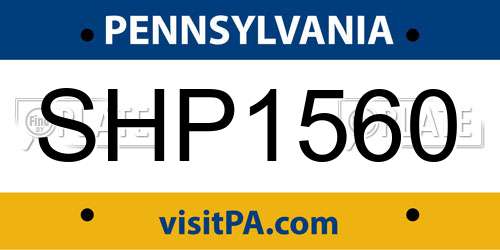 SHP1560 Pennsylvania License Plate