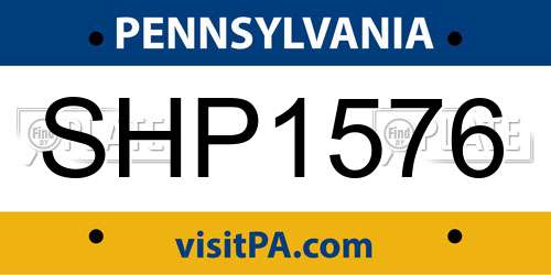 SHP1576 Pennsylvania License Plate