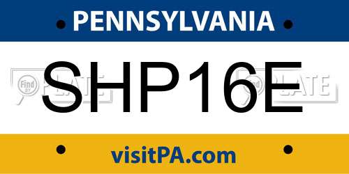 SHP16E Pennsylvania License Plate