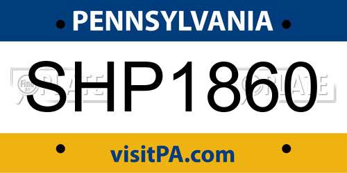 SHP1860 Pennsylvania License Plate