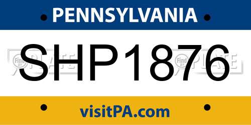 SHP1876 Pennsylvania License Plate