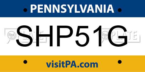 SHP51G Pennsylvania License Plate