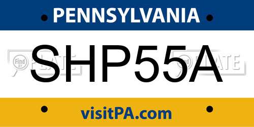 SHP55A Pennsylvania License Plate