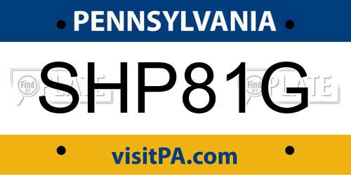 SHP81G Pennsylvania License Plate