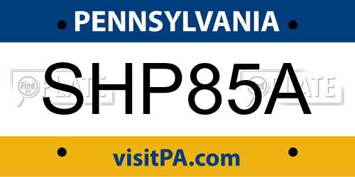 SHP85A Pennsylvania License Plate