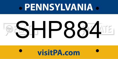 SHP884 Pennsylvania License Plate