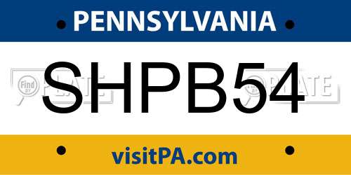 SHPB54 Pennsylvania License Plate