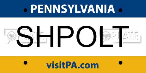 SHPOLT Pennsylvania License Plate