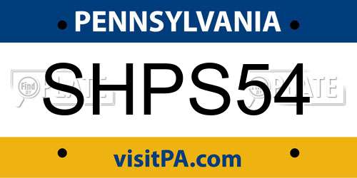 SHPS54 Pennsylvania License Plate