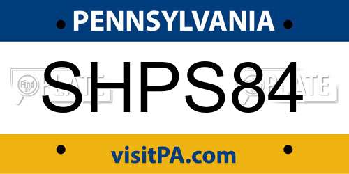 SHPS84 Pennsylvania License Plate