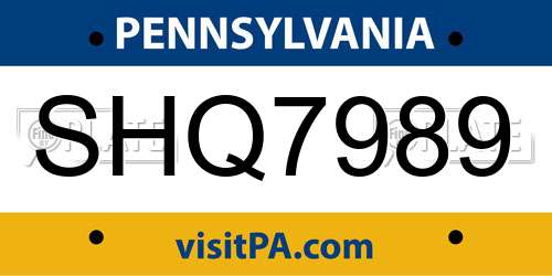 SHQ7989 Pennsylvania License Plate