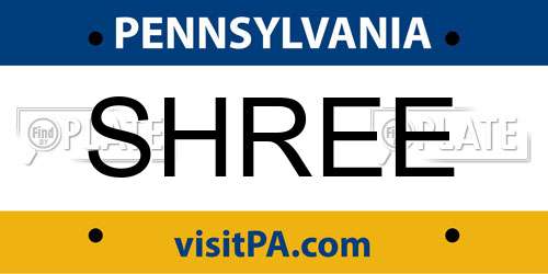 SHREE Pennsylvania License Plate