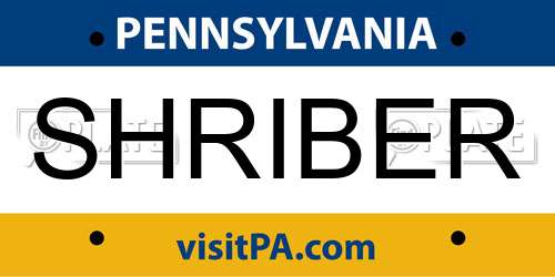 SHRIBER Pennsylvania License Plate