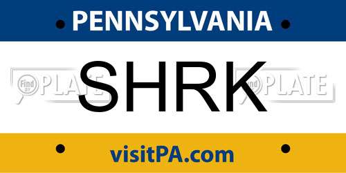SHRK Pennsylvania License Plate