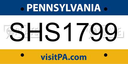 SHS1799 Pennsylvania License Plate