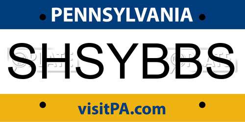 SHSYBBS Pennsylvania License Plate