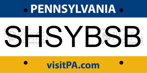 SHSYBSB Pennsylvania License Plate