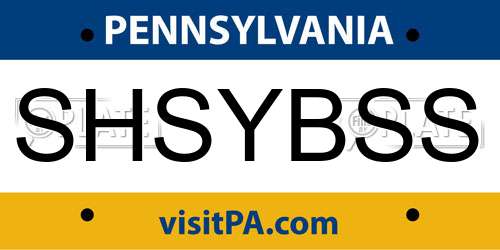 SHSYBSS Pennsylvania License Plate