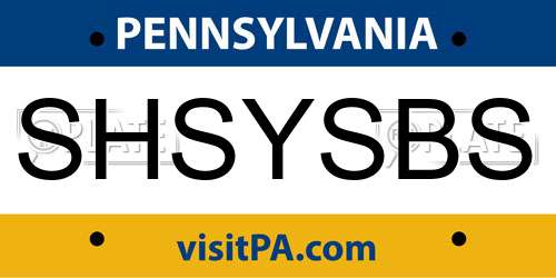 SHSYSBS Pennsylvania License Plate
