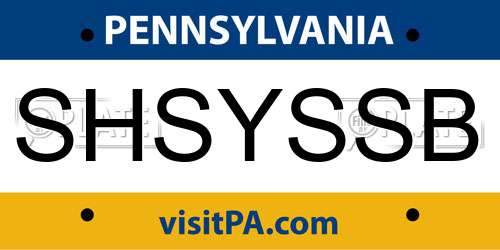 SHSYSSB Pennsylvania License Plate
