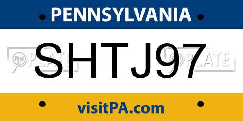 SHTJ97 Pennsylvania License Plate