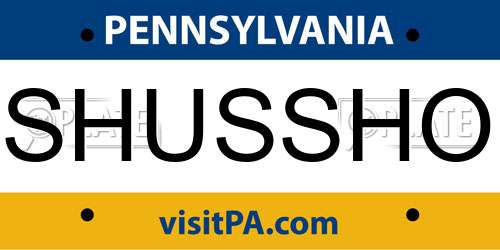 SHUSSHO Pennsylvania License Plate