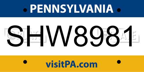 SHW8981 Pennsylvania License Plate