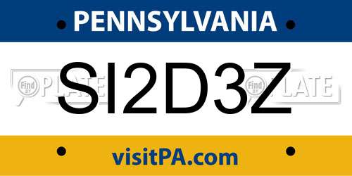 SI2D3Z Pennsylvania License Plate