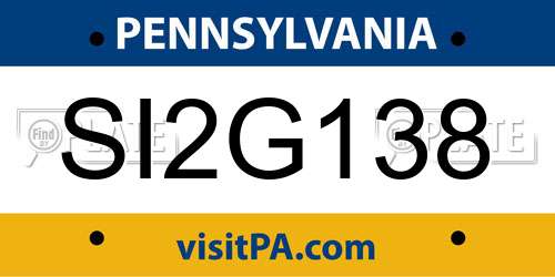 SI2G138 Pennsylvania License Plate
