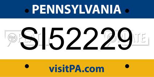 SI52229 Pennsylvania License Plate