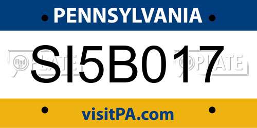 SI5B017 Pennsylvania License Plate