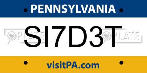 SI7D3T Pennsylvania License Plate