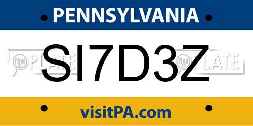SI7D3Z Pennsylvania License Plate