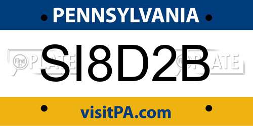 SI8D2B Pennsylvania License Plate