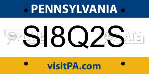 SI8Q2S Pennsylvania License Plate