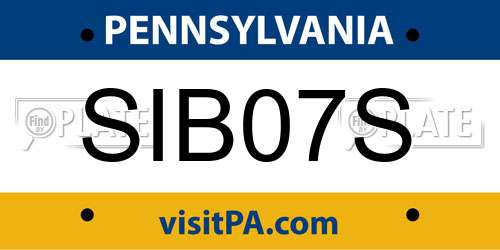 SIB07S Pennsylvania License Plate