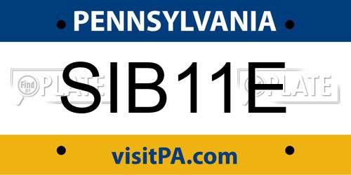 SIB11E Pennsylvania License Plate