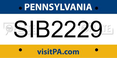 SIB2229 Pennsylvania License Plate