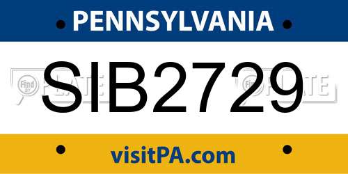 SIB2729 Pennsylvania License Plate