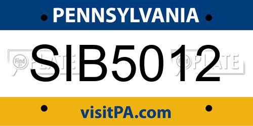 SIB5012 Pennsylvania License Plate