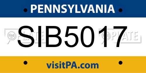 SIB5017 Pennsylvania License Plate