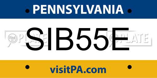 SIB55E Pennsylvania License Plate