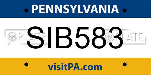 SIB583 Pennsylvania License Plate