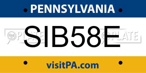 SIB58E Pennsylvania License Plate