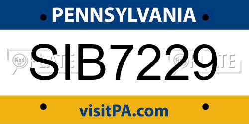SIB7229 Pennsylvania License Plate