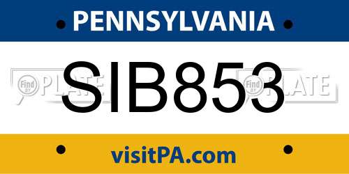 SIB853 Pennsylvania License Plate