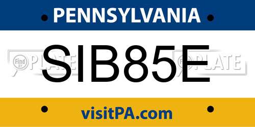 SIB85E Pennsylvania License Plate